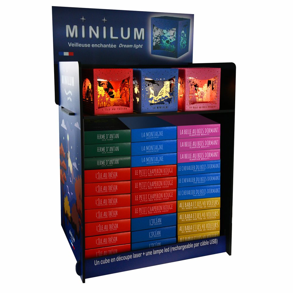Display for 30 Minilum boxes